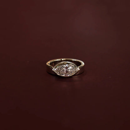 1.0 - 3.5 CT East West Marquise Lab Grown Diamond Bezel Engagement Ring