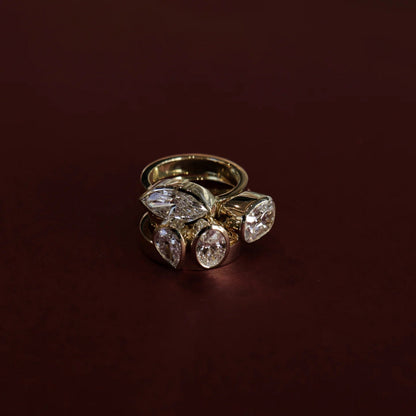 1.0 - 3.5 CT East West Marquise Lab Grown Diamond Bezel Engagement Ring
