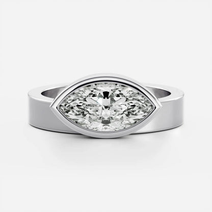 1.0 - 3.5 CT East West Marquise Lab Grown Diamond Bezel Engagement Ring