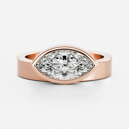 1.0 - 3.5 CT East West Marquise Lab Grown Diamond Bezel Engagement Ring