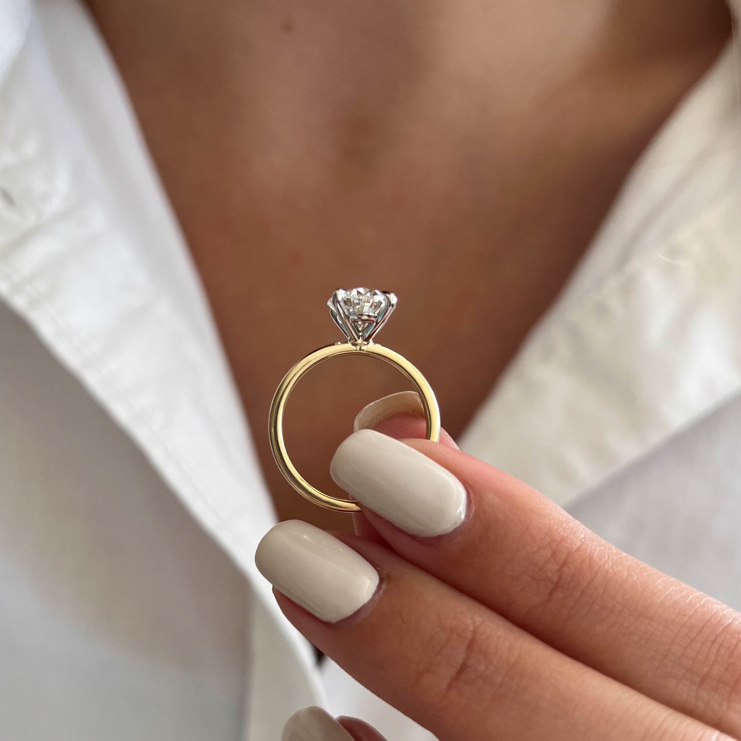 1.0-3.0 CT Oval cut Lab Grown Diamond Solitaire Engagement Ring