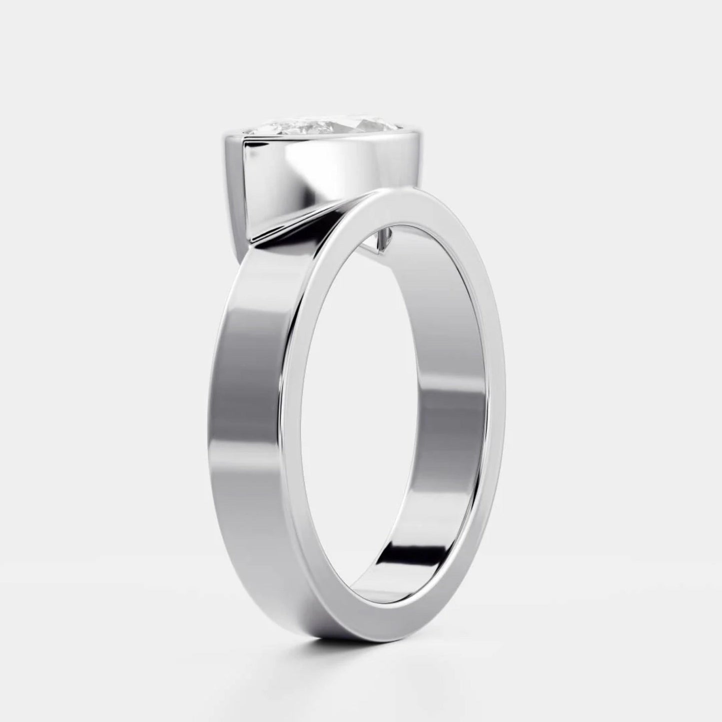 1.0 - 3.5 CT East West Marquise Lab Grown Diamond Bezel Engagement Ring