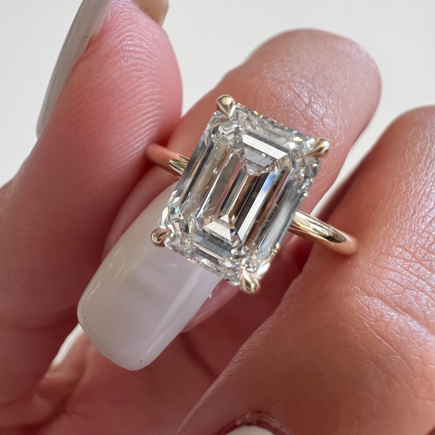 1.0-3.0 CT Emerald Lab Grown Diamond  Solitaire Engagement Ring
