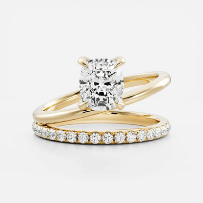 1.0-3.5 CT Elongated Cushion Lab Grown Diamond Double Band Engagement Ring