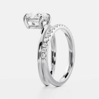 1.0-3.5 CT Elongated Cushion Lab Grown Diamond Double Band Engagement Ring