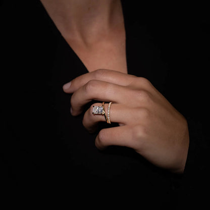 1.0-3.5 CT Radiant Lab Grown Diamond Double Band Engagement Ring