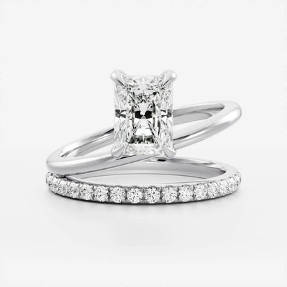 1.0-3.5 CT Radiant Lab Grown Diamond Double Band Engagement Ring