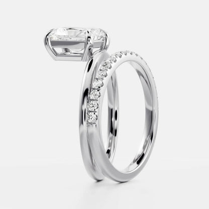 1.0-3.5 CT Radiant Lab Grown Diamond Double Band Engagement Ring