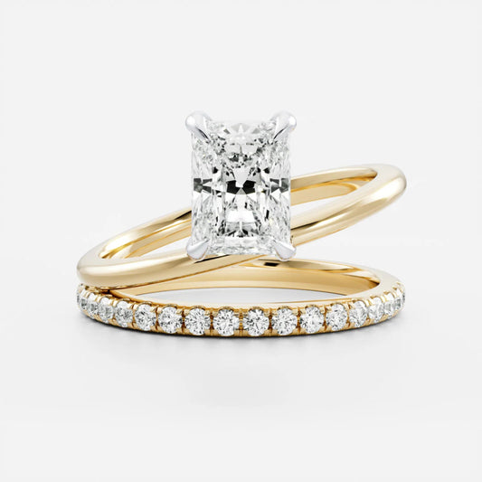 1.0-3.5 CT Radiant Lab Grown Diamond Double Band Engagement Ring