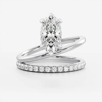 1.0-3.5 CT Marquise Lab Grown Diamond Double Band Engagement Ring