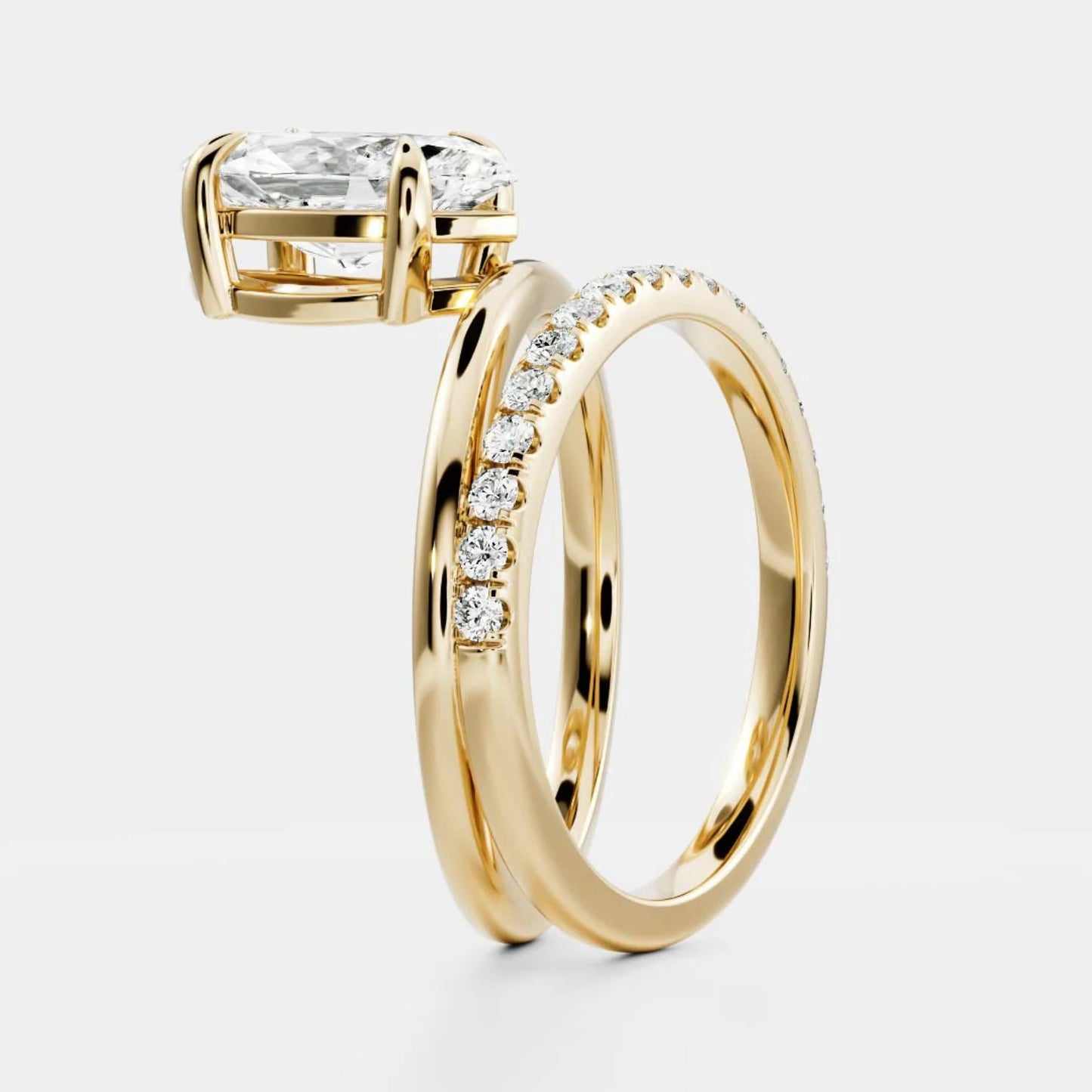 1.0-3.5 CT Marquise Lab Grown Diamond Double Band Engagement Ring
