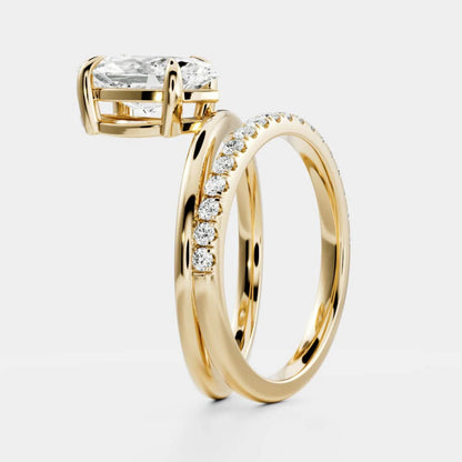 1.0-3.5 CT Marquise Lab Grown Diamond Double Band Engagement Ring