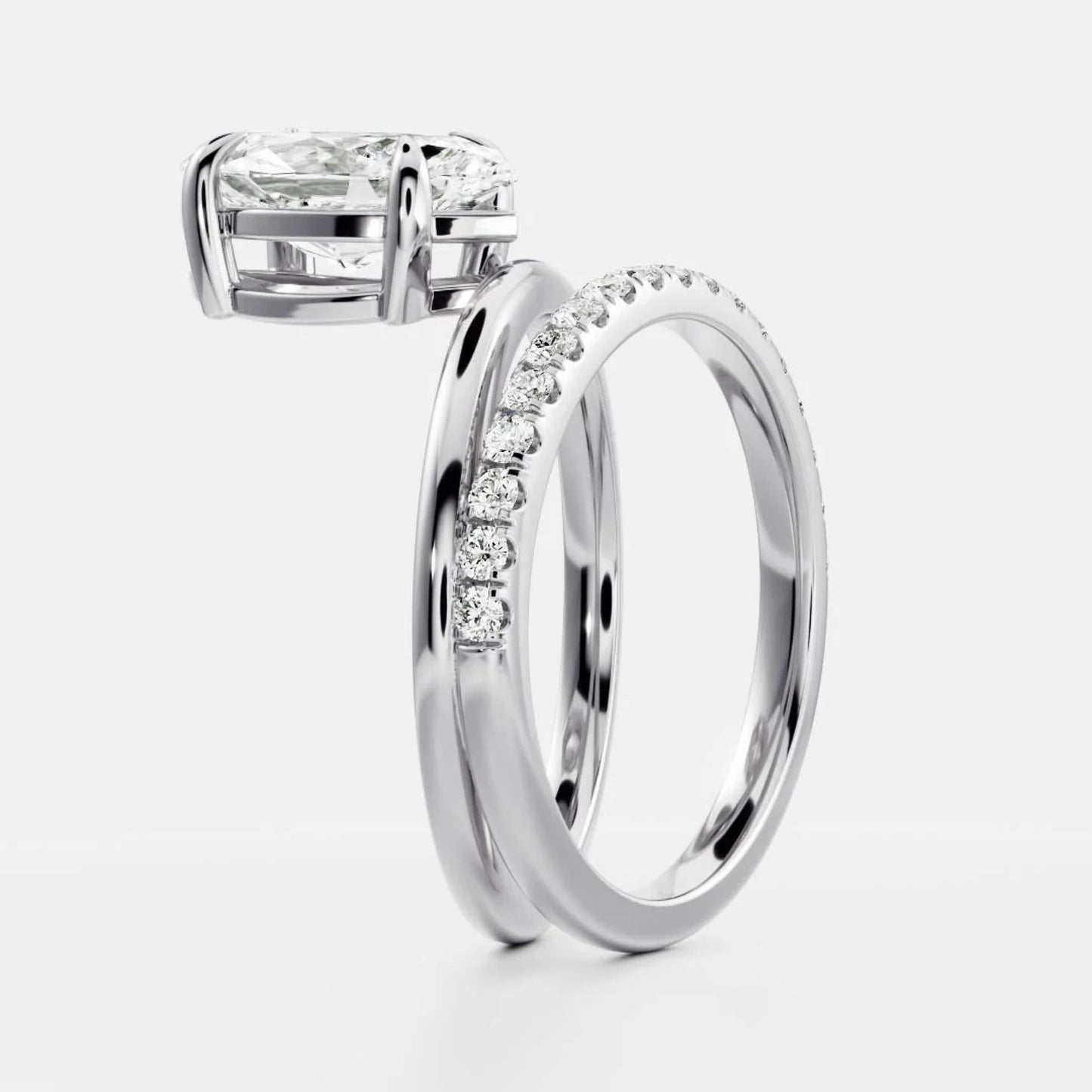 1.0-3.5 CT Marquise Lab Grown Diamond Double Band Engagement Ring