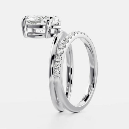 1.0-3.5 CT Marquise Lab Grown Diamond Double Band Engagement Ring