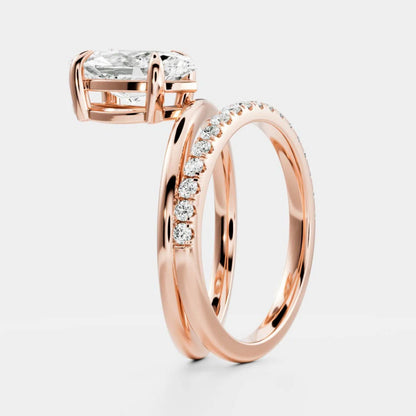 1.0-3.5 CT Marquise Lab Grown Diamond Double Band Engagement Ring