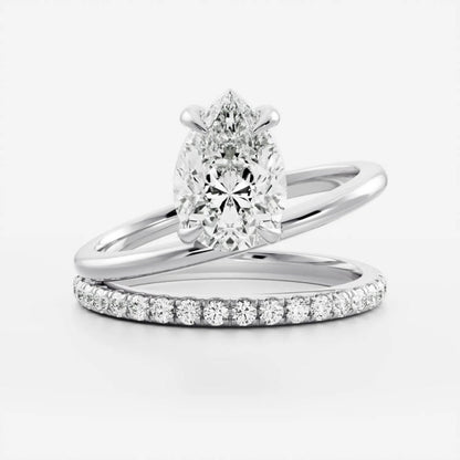 1.0-3.5 CT Pear Lab Grown Diamond Double Band Engagement Ring