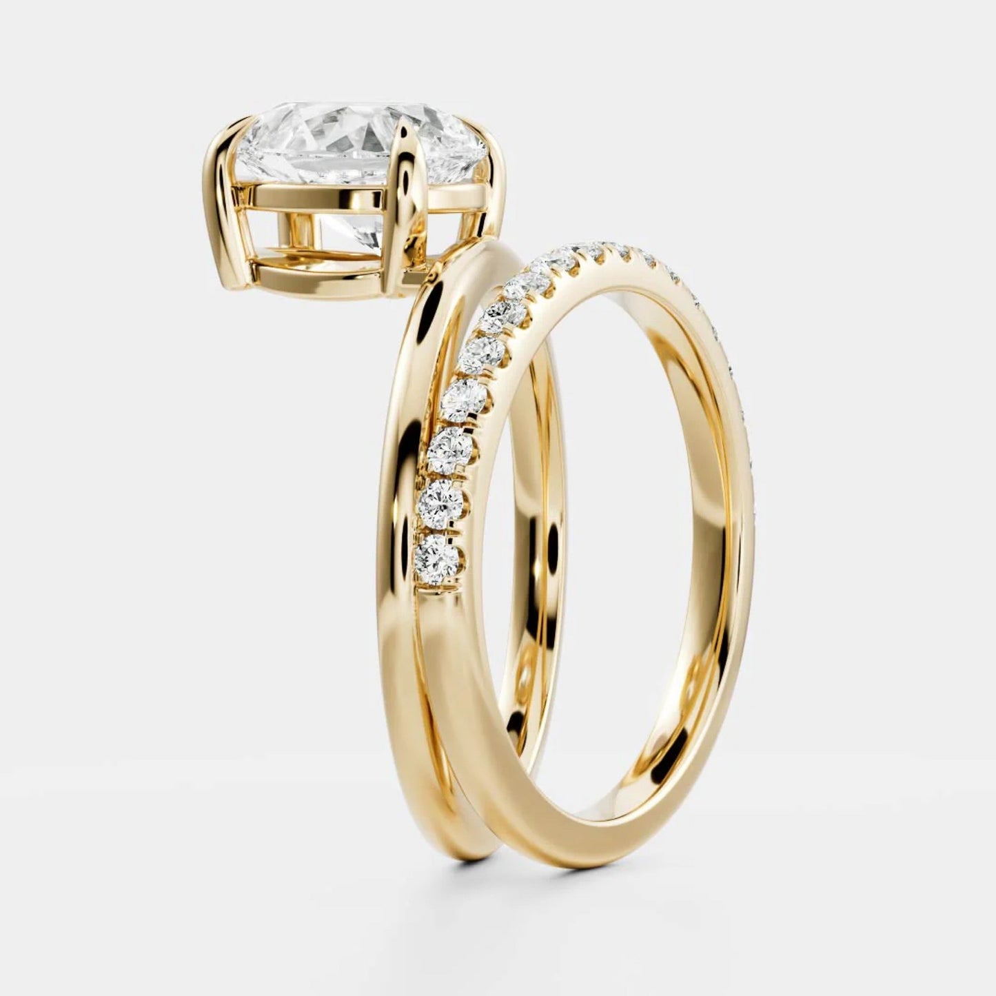 1.0-3.5 CT Pear Lab Grown Diamond Double Band Engagement Ring