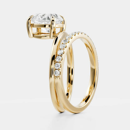 1.0-3.5 CT Pear Lab Grown Diamond Double Band Engagement Ring