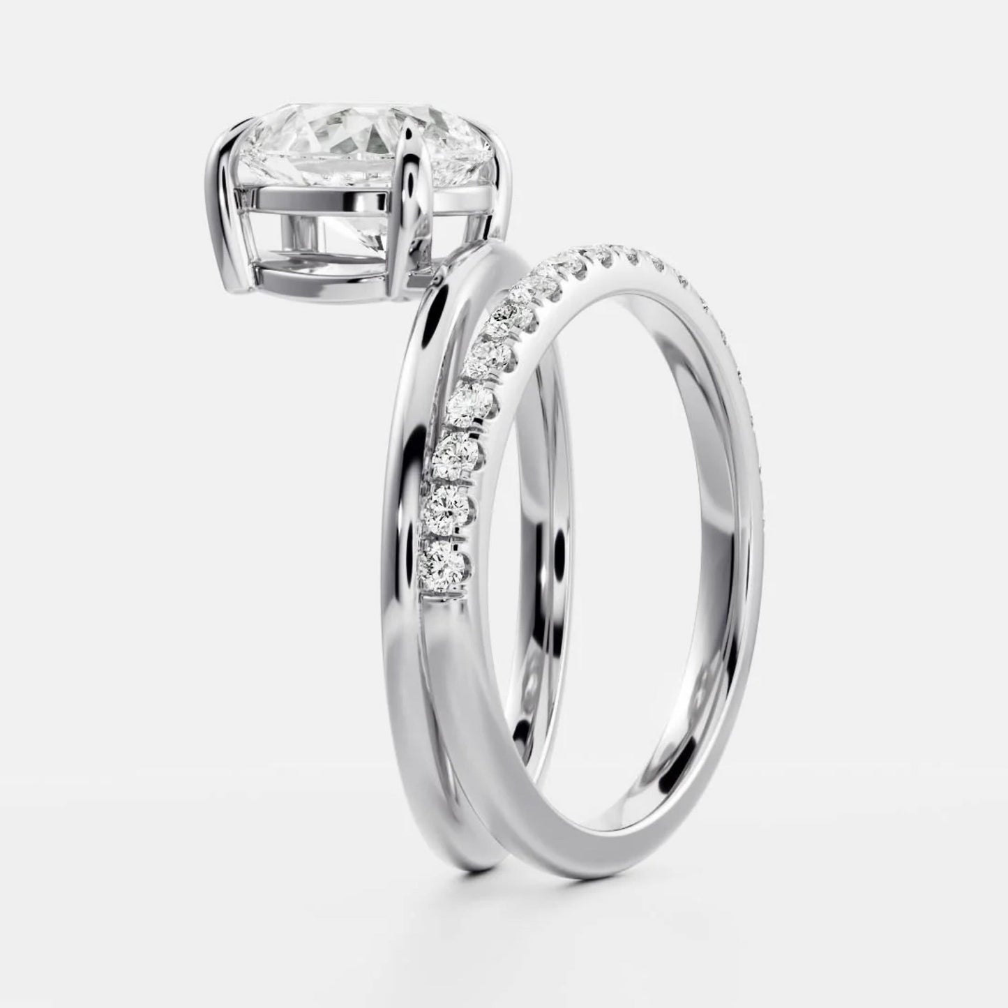 1.0-3.5 CT Pear Lab Grown Diamond Double Band Engagement Ring