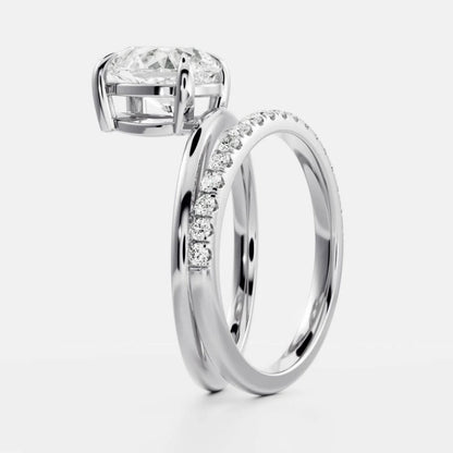 1.0-3.5 CT Pear Lab Grown Diamond Double Band Engagement Ring