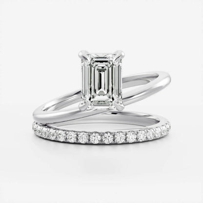 1.0-3.5 CT Emerald Lab Grown Diamond Double Band Engagement Ring