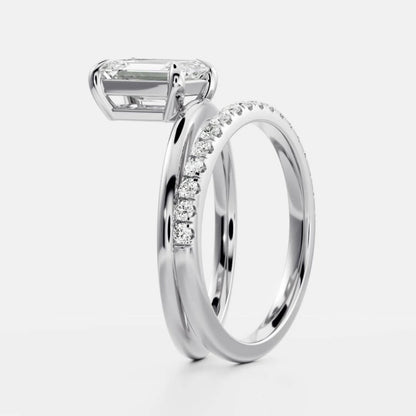 1.0-3.5 CT Emerald Lab Grown Diamond Double Band Engagement Ring