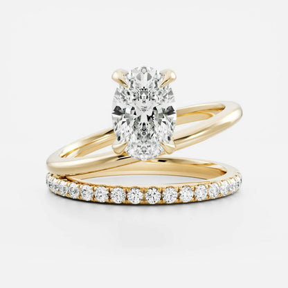 1.0-3.5 CT Oval Lab Grown Diamond Double Band Engagement Ring