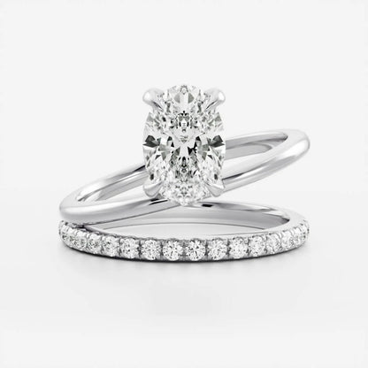 1.0-3.5 CT Oval Lab Grown Diamond Double Band Engagement Ring