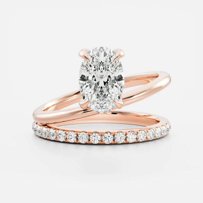 1.0-3.5 CT Oval Lab Grown Diamond Double Band Engagement Ring