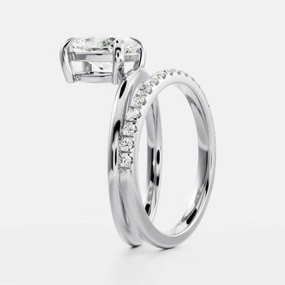 1.0-3.5 CT Oval Lab Grown Diamond Double Band Engagement Ring
