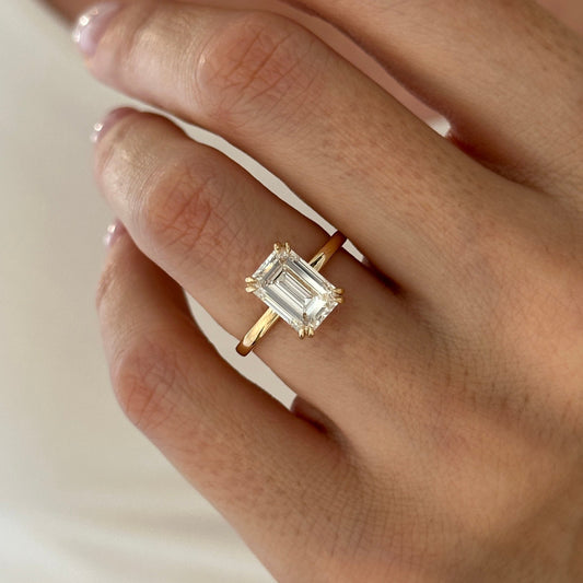 1.0-3.0 CT Emerald Lab Grown Diamond Hidden Halo Engagement Ring