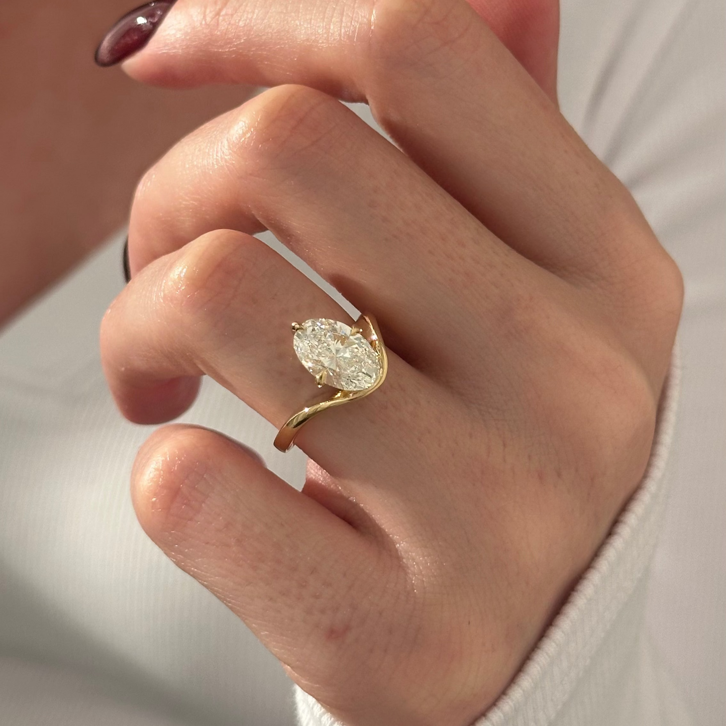 1.0-3.0 CT Oval cut Lab Grown Diamond solitaire Engagement Ring