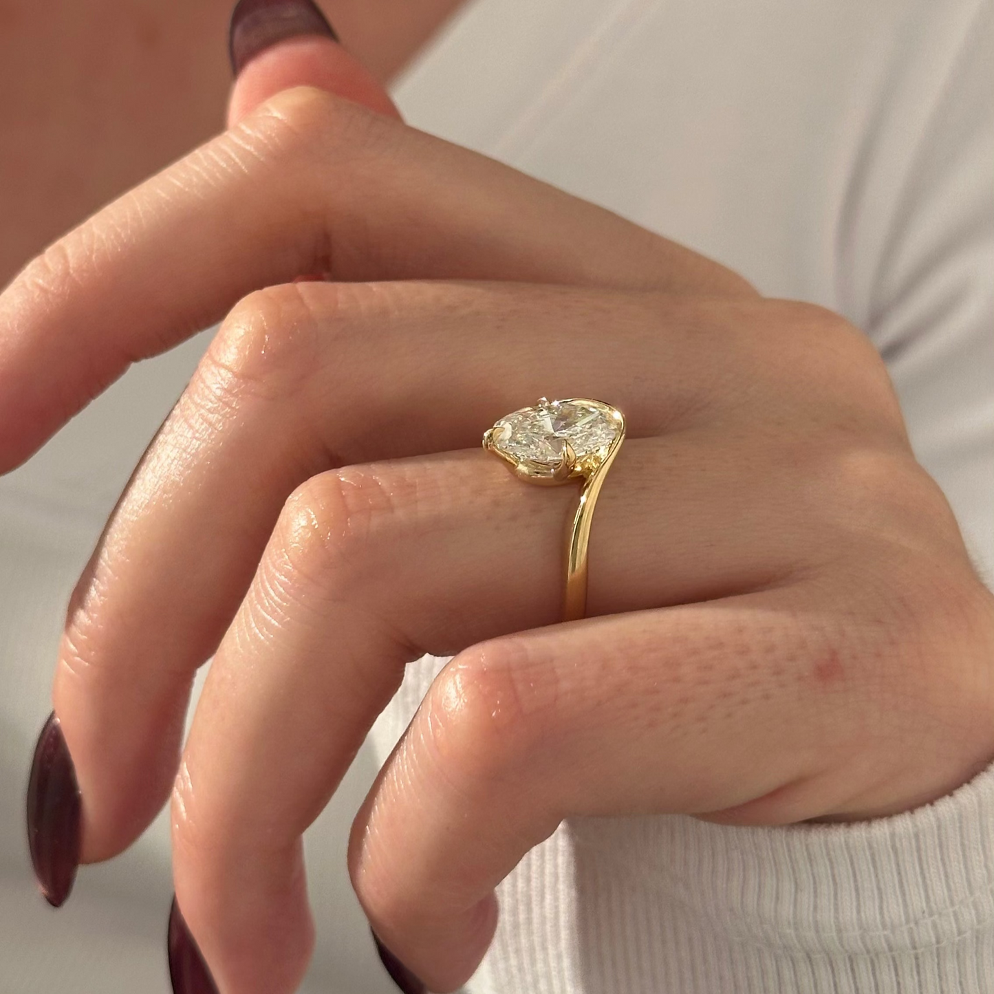 1.0-3.0 CT Oval cut Lab Grown Diamond solitaire Engagement Ring