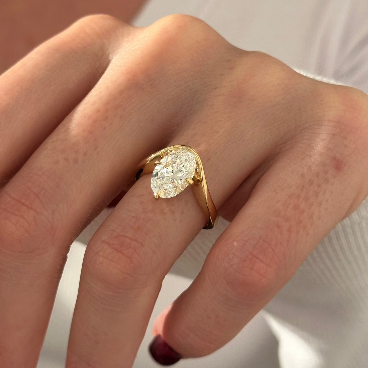 1.0-3.0 CT Oval cut Lab Grown Diamond solitaire Engagement Ring