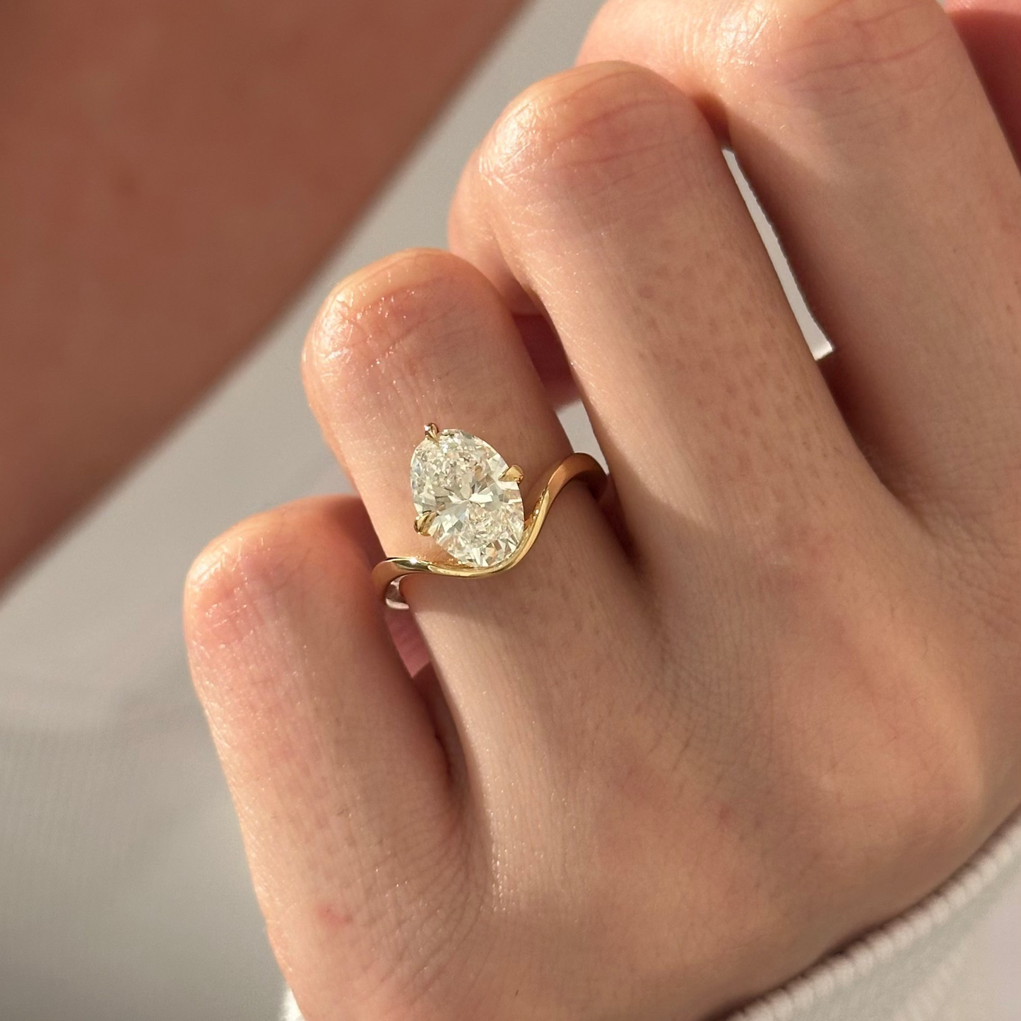 1.0-3.0 CT Oval cut Lab Grown Diamond solitaire Engagement Ring