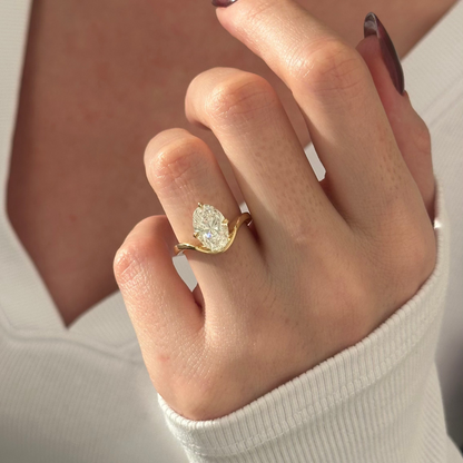 1.0-3.0 CT Oval cut Lab Grown Diamond solitaire Engagement Ring