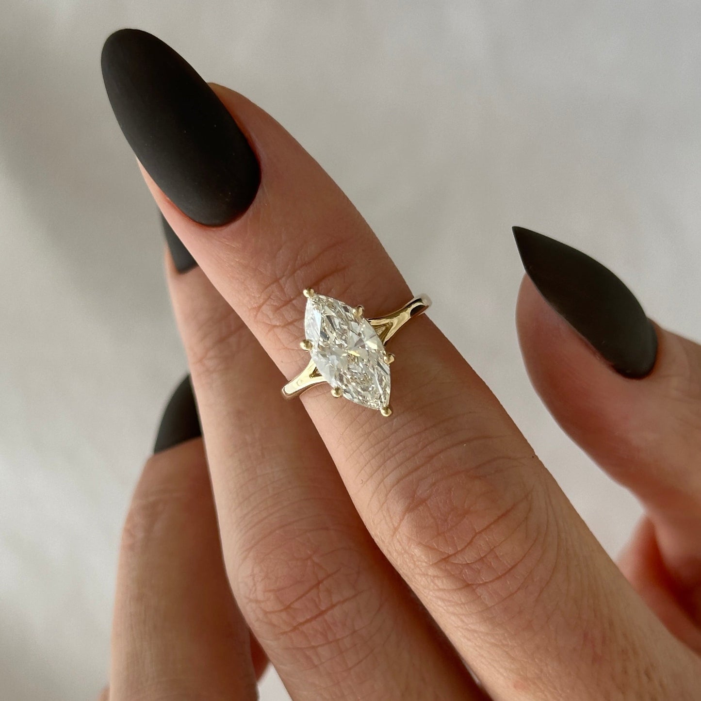 1.0-3.0 CT Marquise Lab Grown Diamond Split Shank Engagement Ring