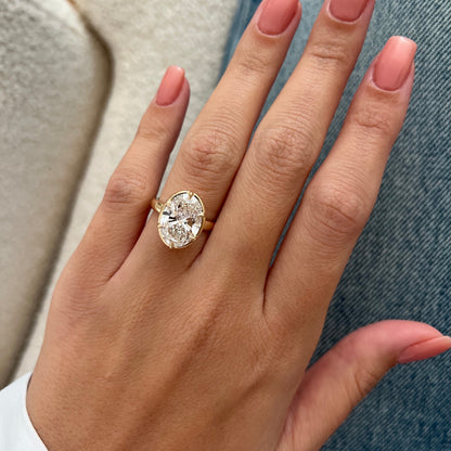 3.0-5.0 CT Oval cut Lab Grown Diamond bezel prong Engagement Ring
