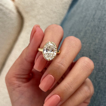 3.0-5.0 CT Oval cut Lab Grown Diamond bezel prong Engagement Ring