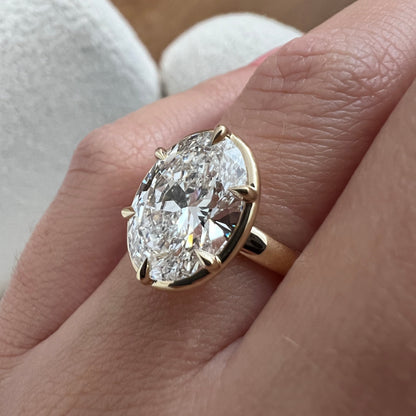 3.0-5.0 CT Oval cut Lab Grown Diamond bezel prong Engagement Ring