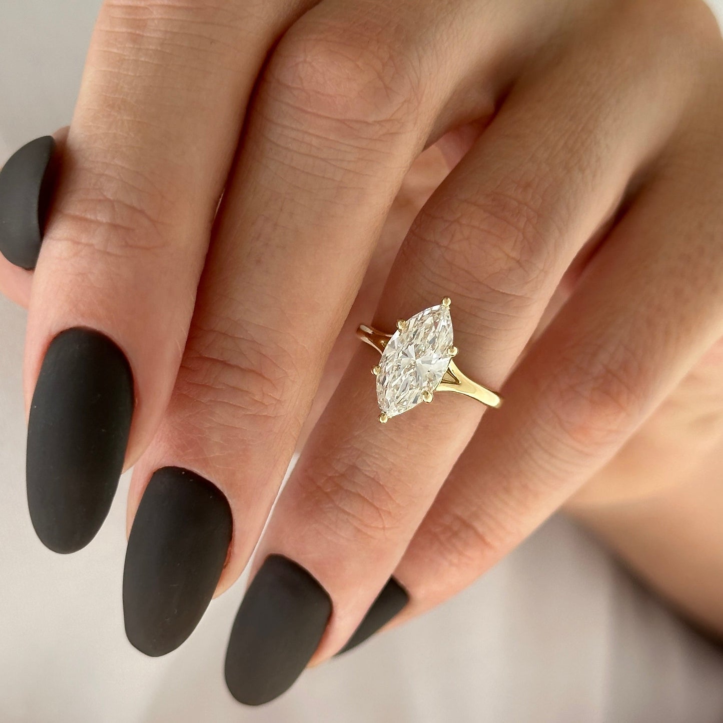 1.0-3.0 CT Marquise Lab Grown Diamond Split Shank Engagement Ring