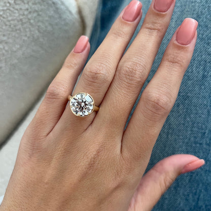 1.0-3.0 CT Round Cut Lab Grown Diamond bezel prong design Engagement Ring