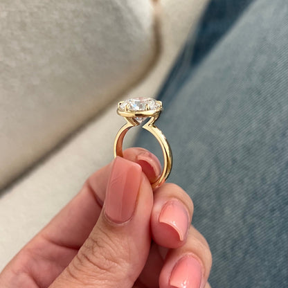 1.0-3.0 CT Round Cut Lab Grown Diamond bezel prong design Engagement Ring
