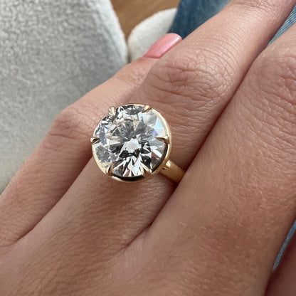 1.0-3.0 CT Round Cut Lab Grown Diamond bezel prong design Engagement Ring