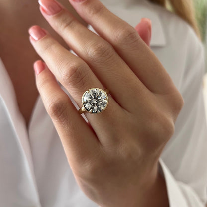 1.0-3.0 CT Round Cut Lab Grown Diamond bezel prong design Engagement Ring