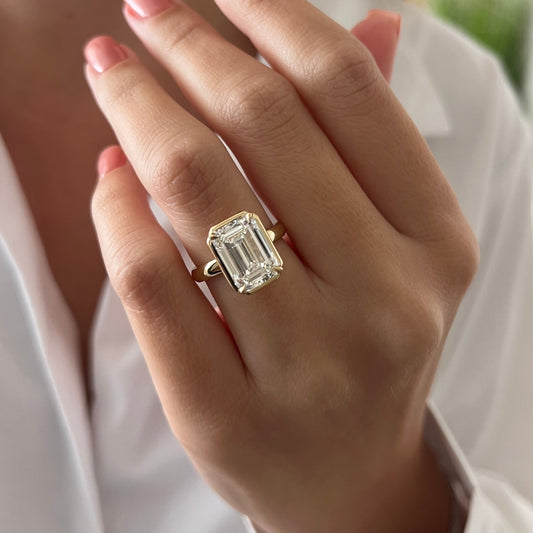 3.0-5.0 CT Emerald cut Lab Grown Diamond solitaire Engagement Ring