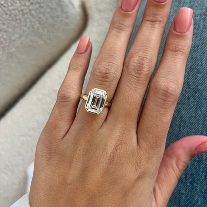 3.0-5.0 CT Emerald cut Lab Grown Diamond solitaire Engagement Ring