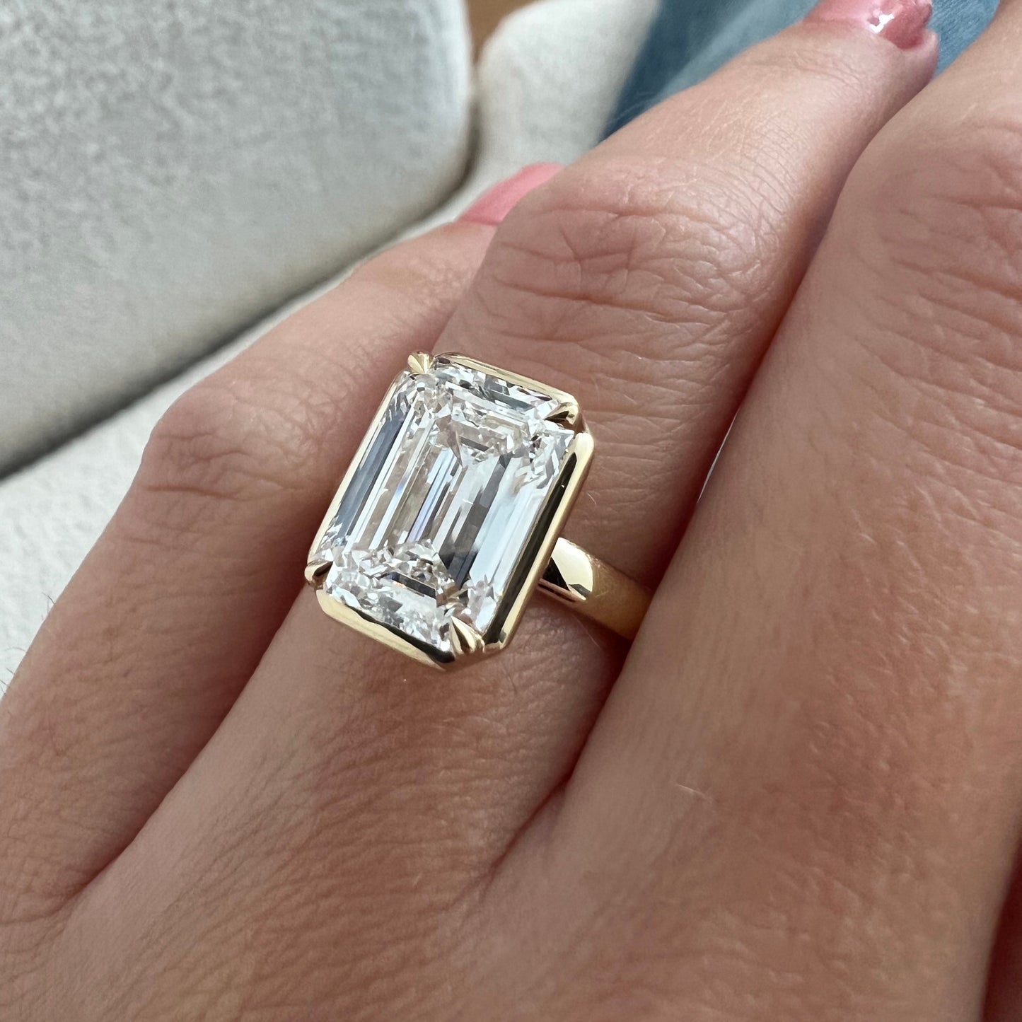 3.0-5.0 CT Emerald cut Lab Grown Diamond solitaire Engagement Ring