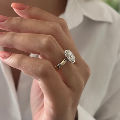 1.0-3.0 CT Oval cut Lab Grown Diamond bezel Engagement Ring