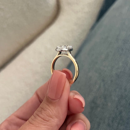 1.0-3.0 CT Oval cut Lab Grown Diamond bezel Engagement Ring